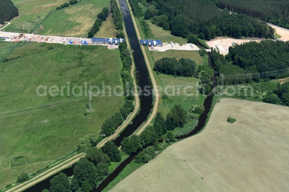 Grabow from the bird's eye view: River course of the Edle near Grabow in the state Mecklenburg - Western Pomerania