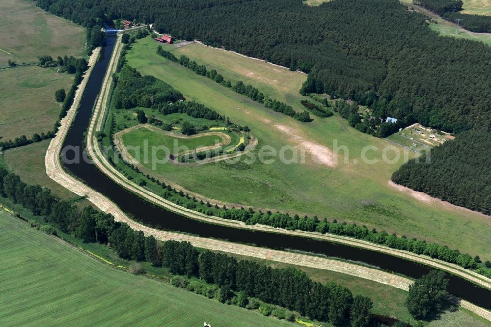 Aerial image Grabow - River course of the Edle near Grabow in the state Mecklenburg - Western Pomerania