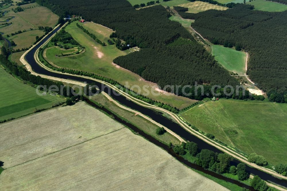 Aerial photograph Grabow - River course of the Edle near Grabow in the state Mecklenburg - Western Pomerania