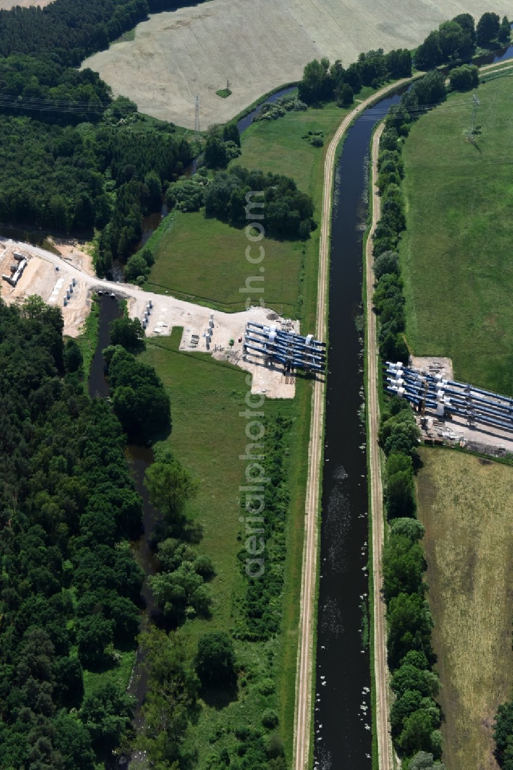 Aerial image Grabow - River course of the Edle near Grabow in the state Mecklenburg - Western Pomerania