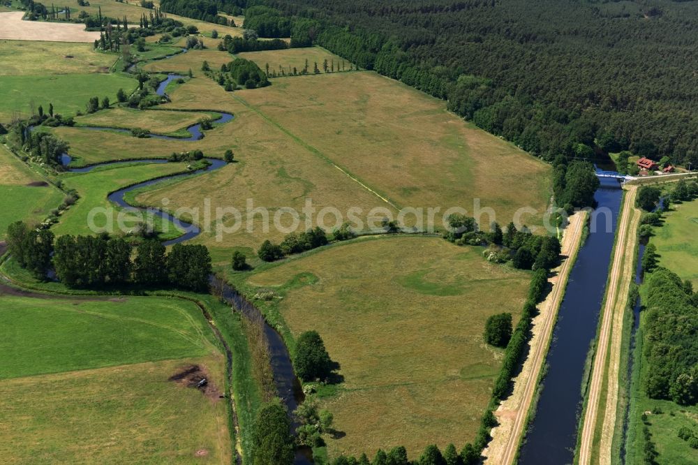 Aerial photograph Grabow - River course of the Edle near Grabow in the state Mecklenburg - Western Pomerania