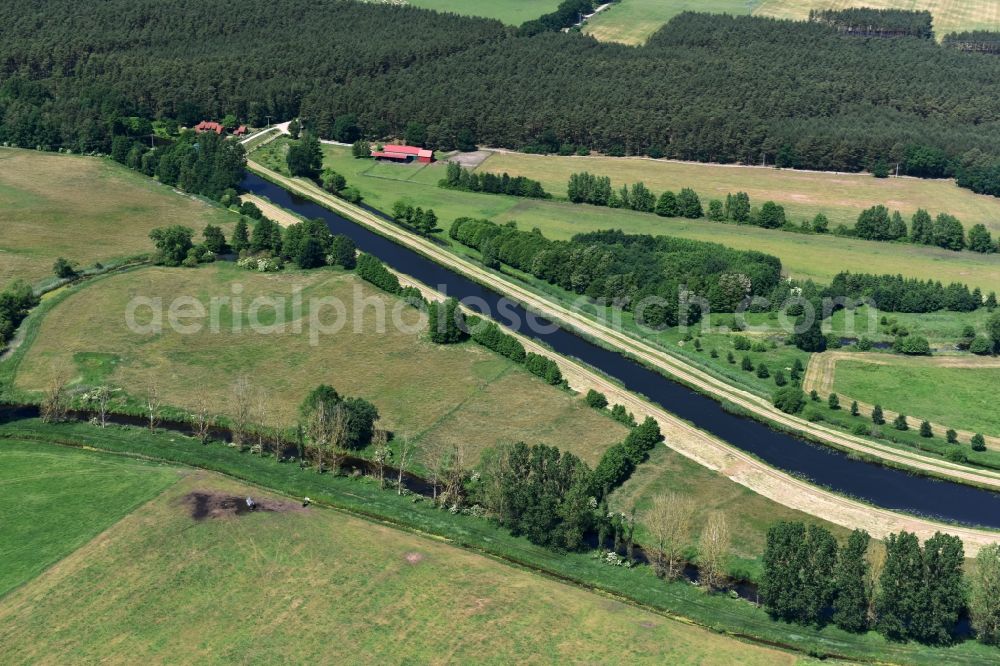 Aerial image Grabow - River course of the Edle near Grabow in the state Mecklenburg - Western Pomerania