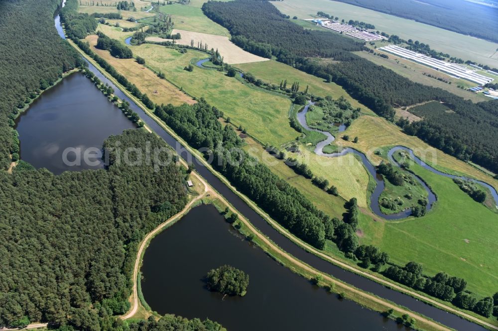 Aerial photograph Grabow - River course of the Edle near Grabow in the state Mecklenburg - Western Pomerania