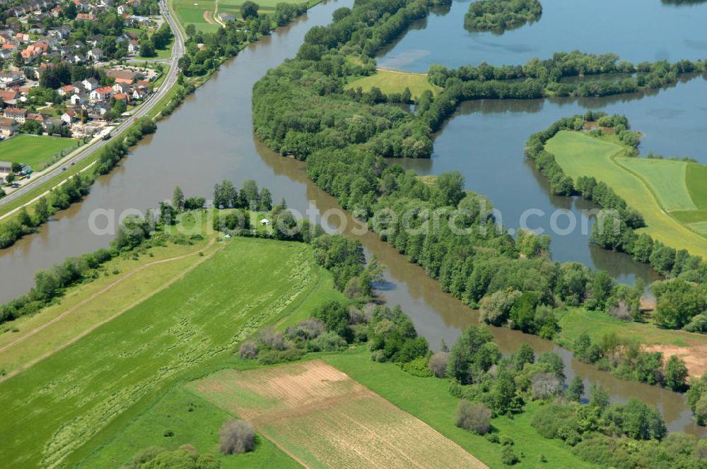 Aerial image Bischberg - Main-Mündung zum Main-Donau-Kanal.