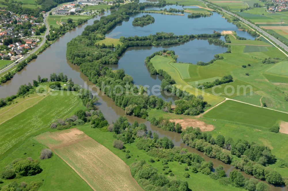 Aerial photograph Bischberg - Main-Mündung zum Main-Donau-Kanal.