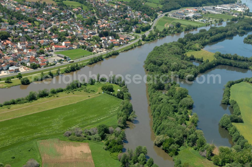 Bischberg from the bird's eye view: Main-Mündung zum Main-Donau-Kanal.