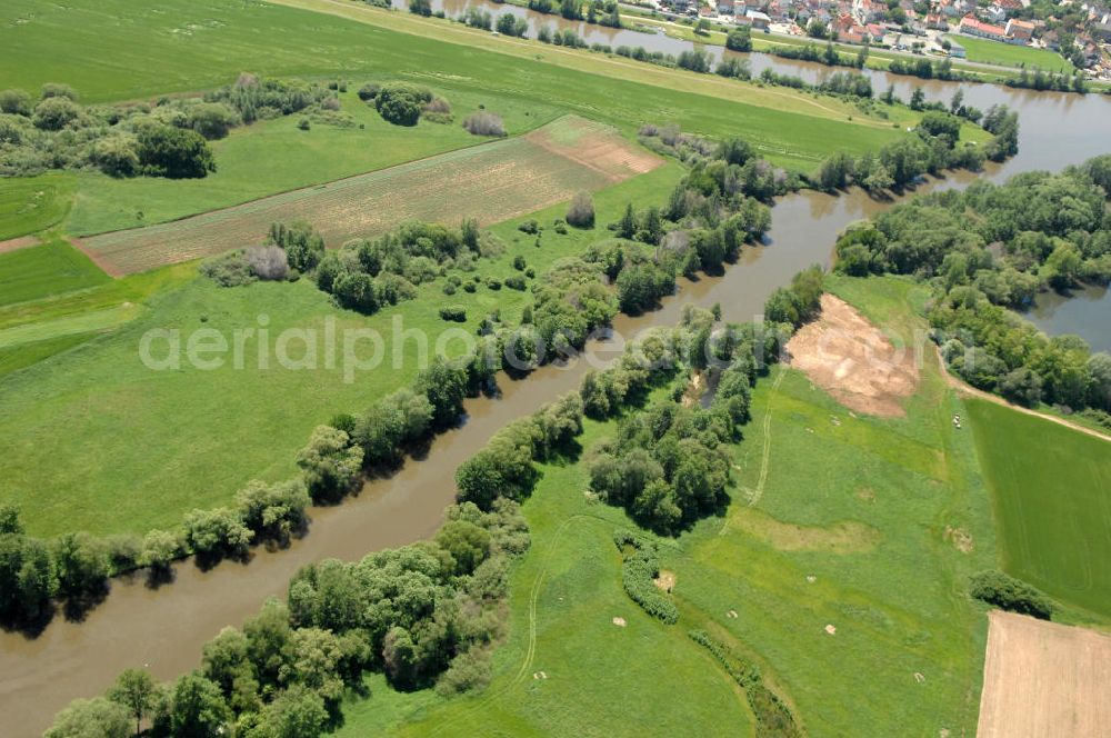 Aerial image Bischberg - Main-Mündung zum Main-Donau-Kanal.