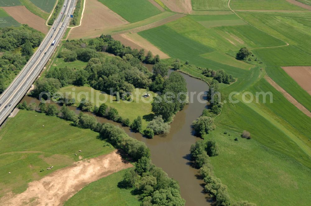 Aerial image Bischberg - Mainverlauf Richtung Nordosten.