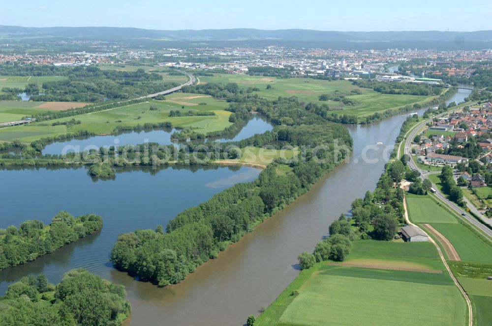 Bischberg from above - Main-Mündung zum Main-Donau-Kanal.