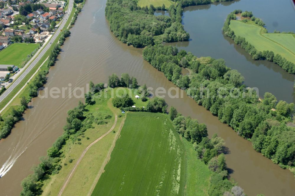 Aerial image Bischberg - Main-Mündung zum Main-Donau-Kanal.