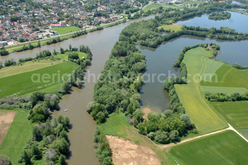 Aerial image Bischberg - Main-Mündung zum Main-Donau-Kanal.