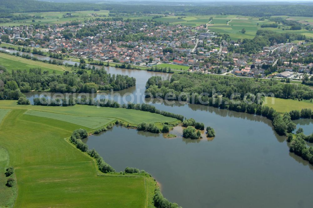 Bischberg from the bird's eye view: Main-Flussverlauf bei Bischberg.