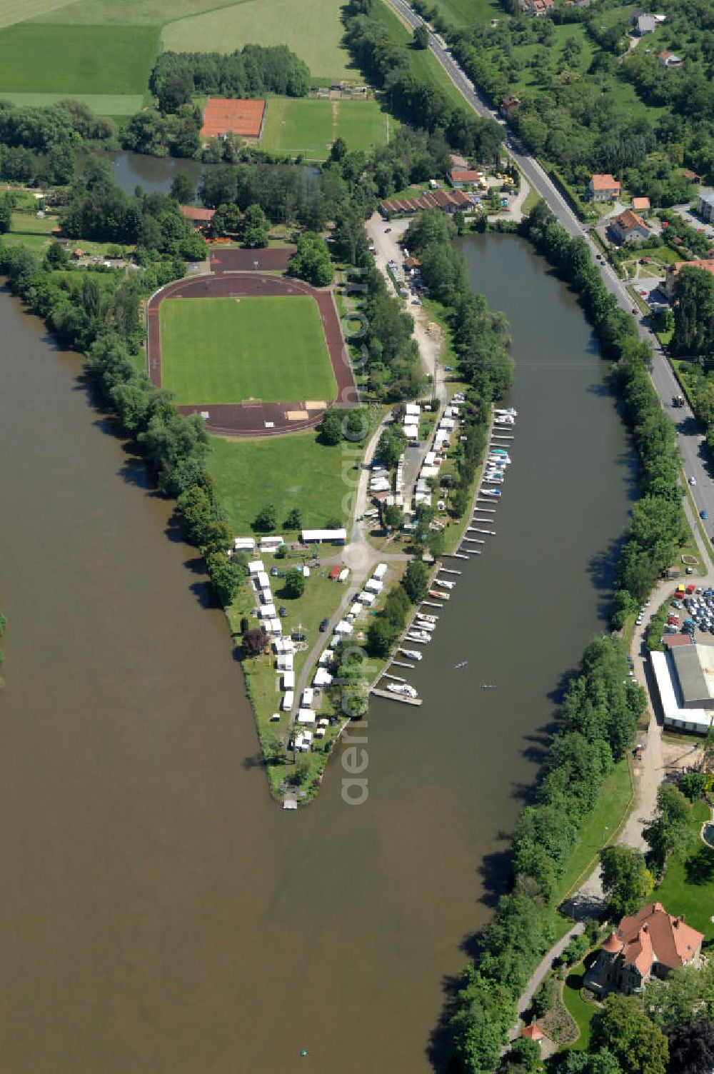 Eltmann from above - Main-Flussverlauf mit Altarm bei Eltmann.