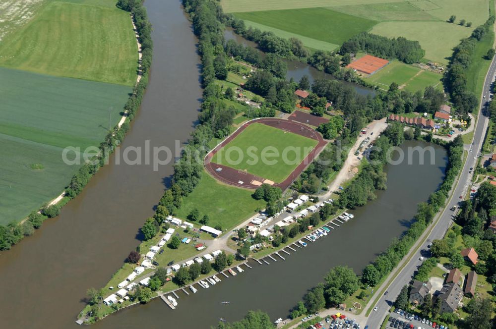 Aerial image Eltmann - Main-Flussverlauf mit Altarm bei Eltmann.