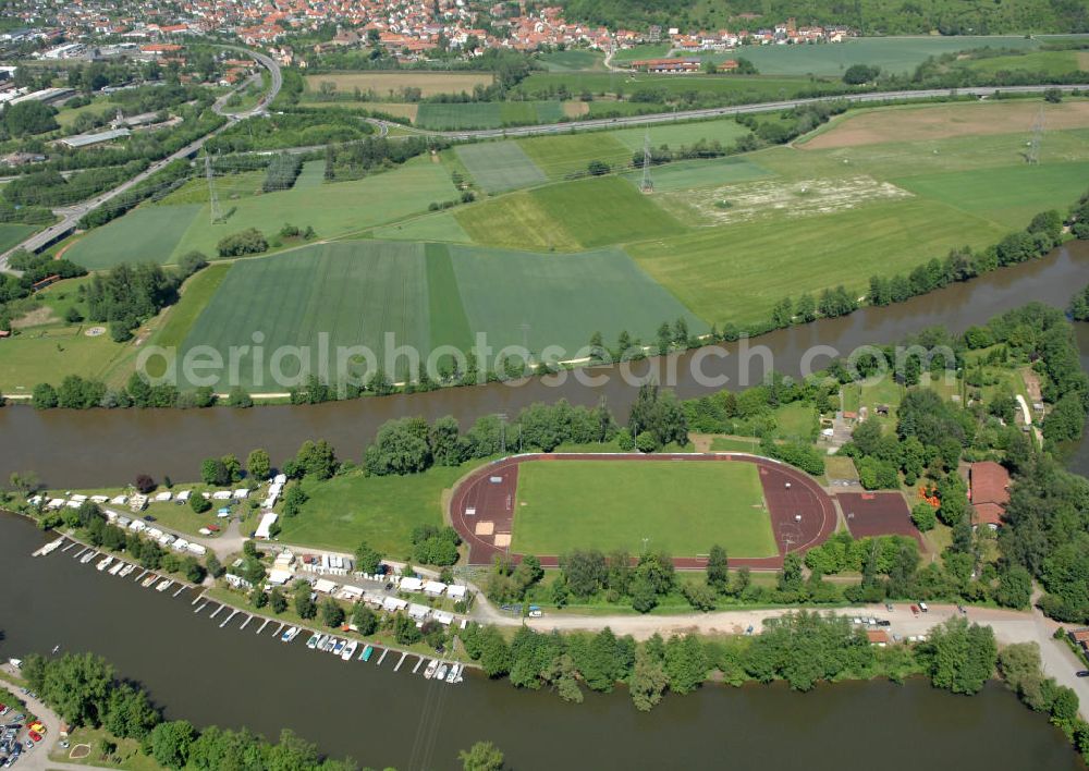 Aerial image Eltmann - Main-Flussverlauf mit Altarm bei Eltmann.