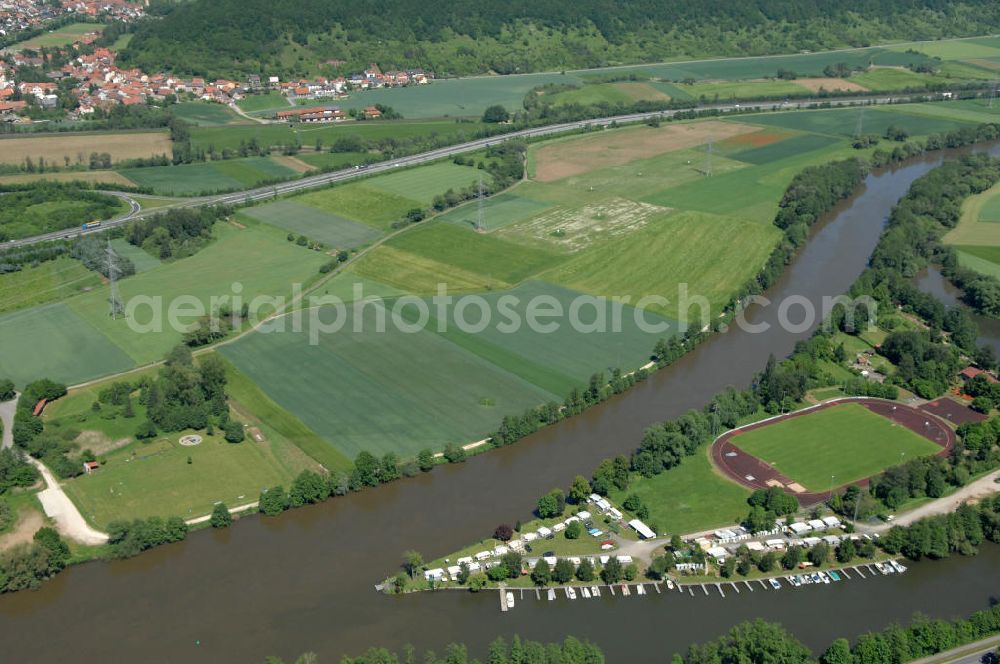 Aerial image Eltmann - Main-Flussverlauf mit Altarm bei Eltmann.