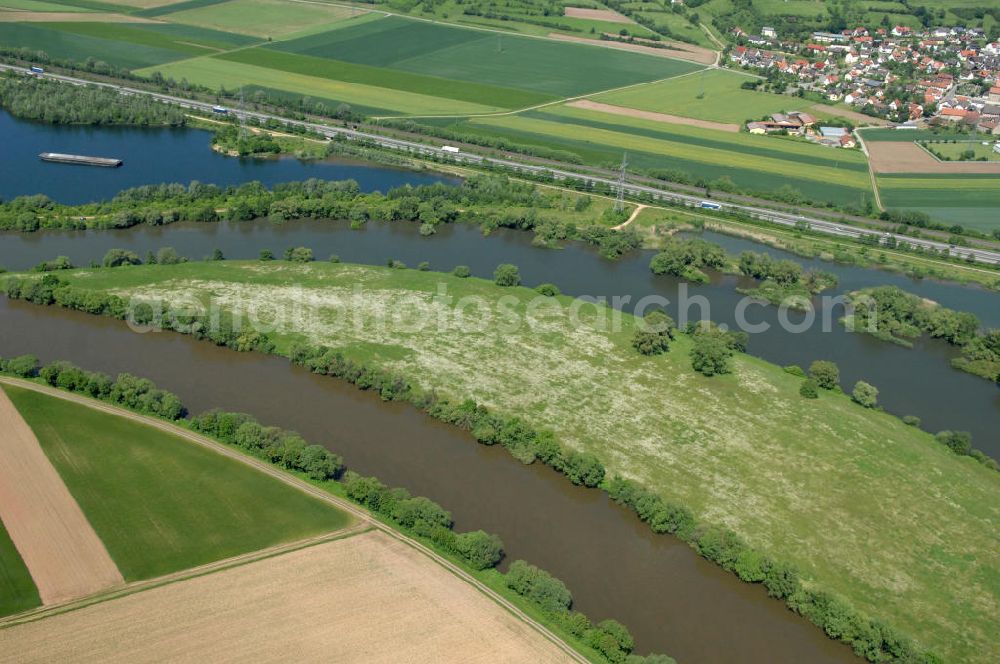 Eschenbach from the bird's eye view: Main-Flussverlauf mit Altarm bei Eschenbach.