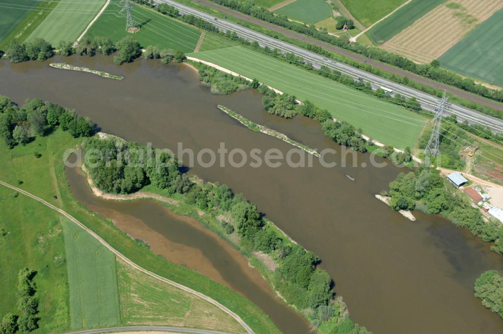 Aerial image Eschenbach - Main-Flussverlauf Richtung Westen.