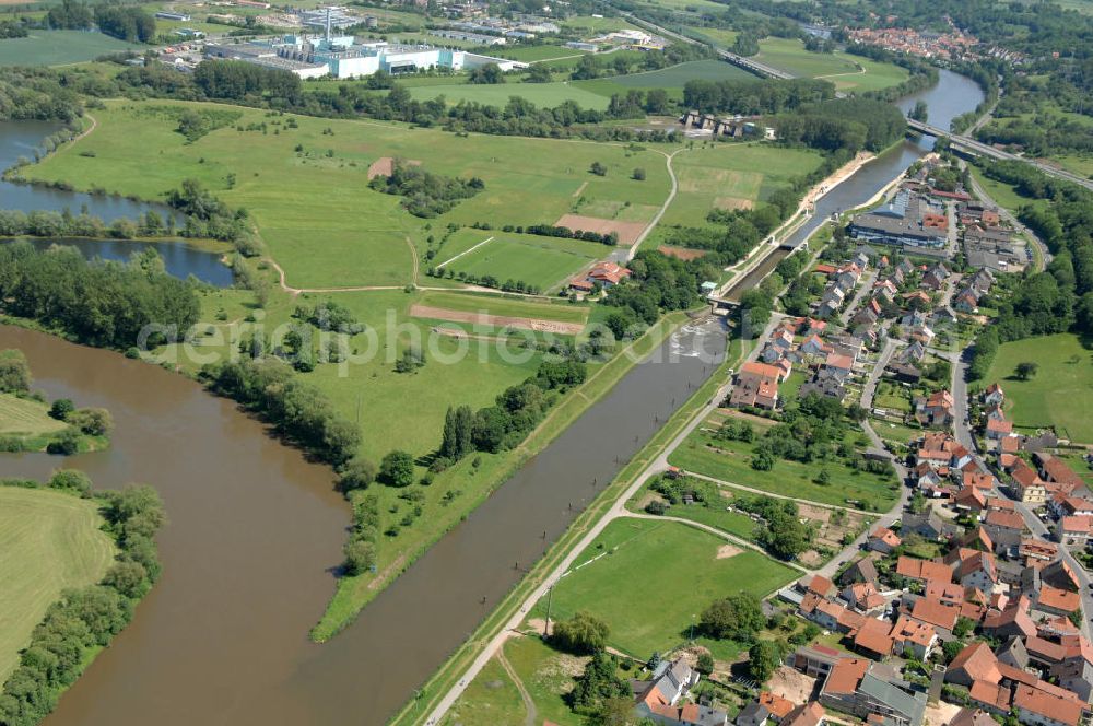 Aerial image Limbach - Main-Flussverlauf mit der Schleuse Limbach.