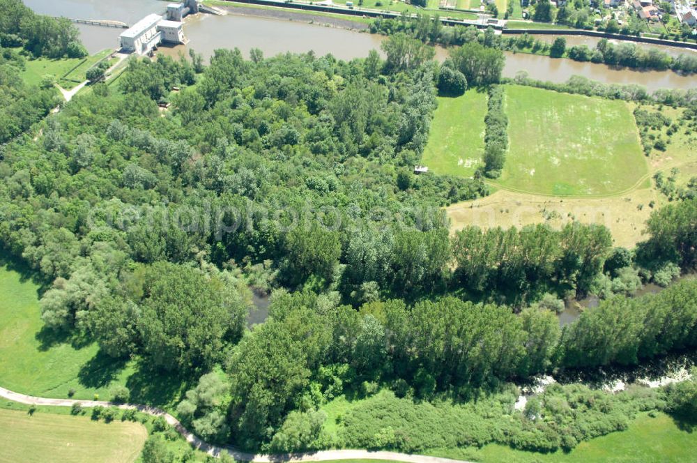 Aerial image Viereth - Main-Flussverlauf mit Altarm an der Staustufe Schleuse und Wehr Viereth.