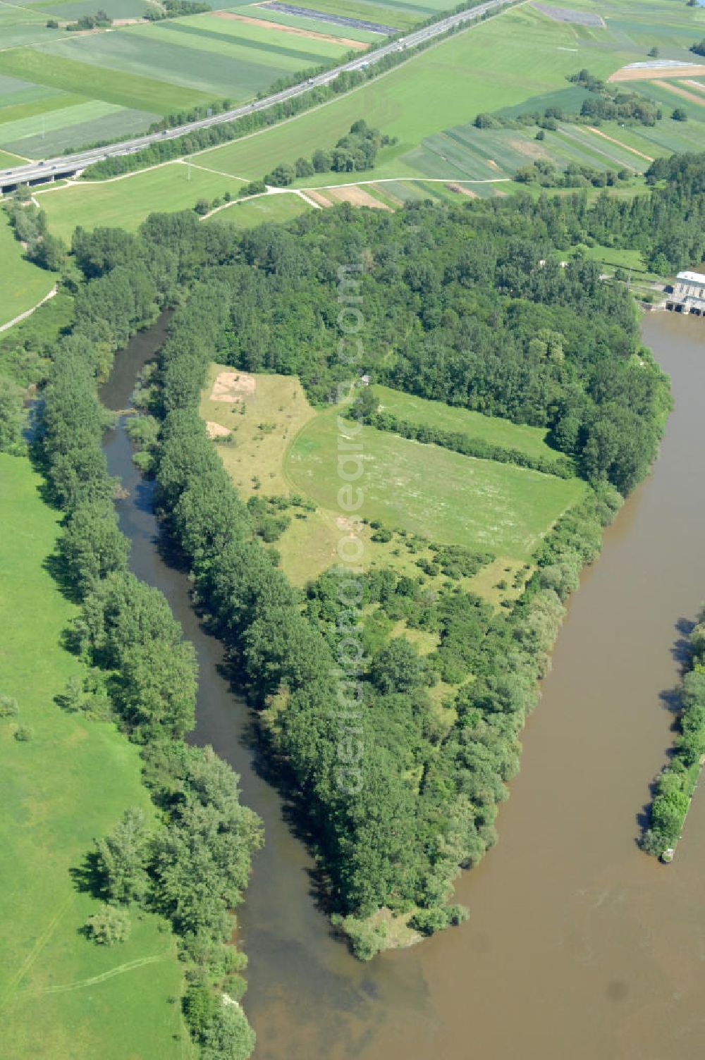 Aerial photograph Viereth - Main-Flussverlauf mit Altarm bei Viereth.