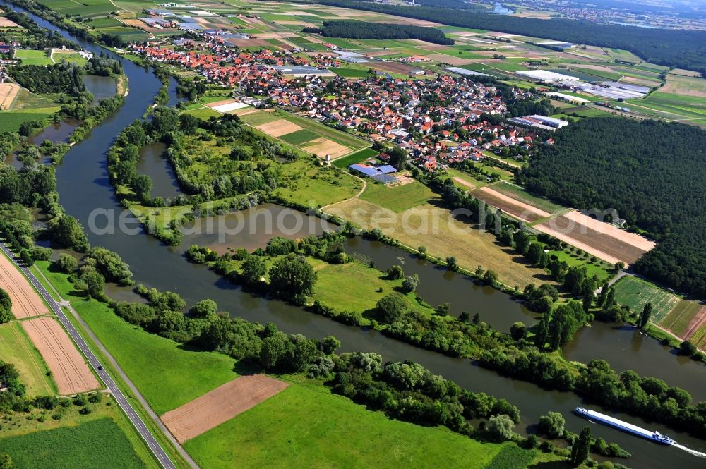 Albertshofen from above - View from southwest along the Main river near by Albertshofen in the state Bavaria