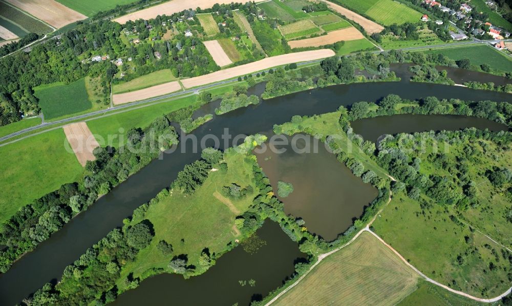 Albertshofen from above - View from east along the Main river near by Albertshofen in the state Bavaria