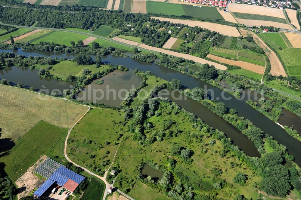 Albertshofen from above - View from northeast along the Main river near by Albertshofen in the state Bavaria