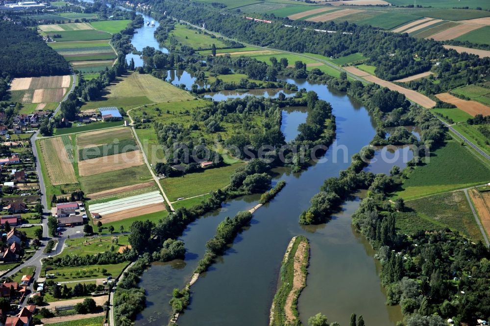 Albertshofen from above - View from north along the Main river near by Albertshofen in the state Bavaria