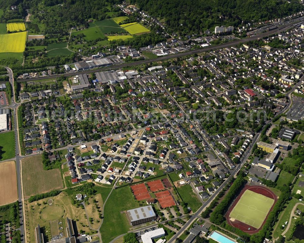 Aerial photograph Remagen - Course of the river on the banks of the Rhine in Remagen in Rhineland-Palatinate