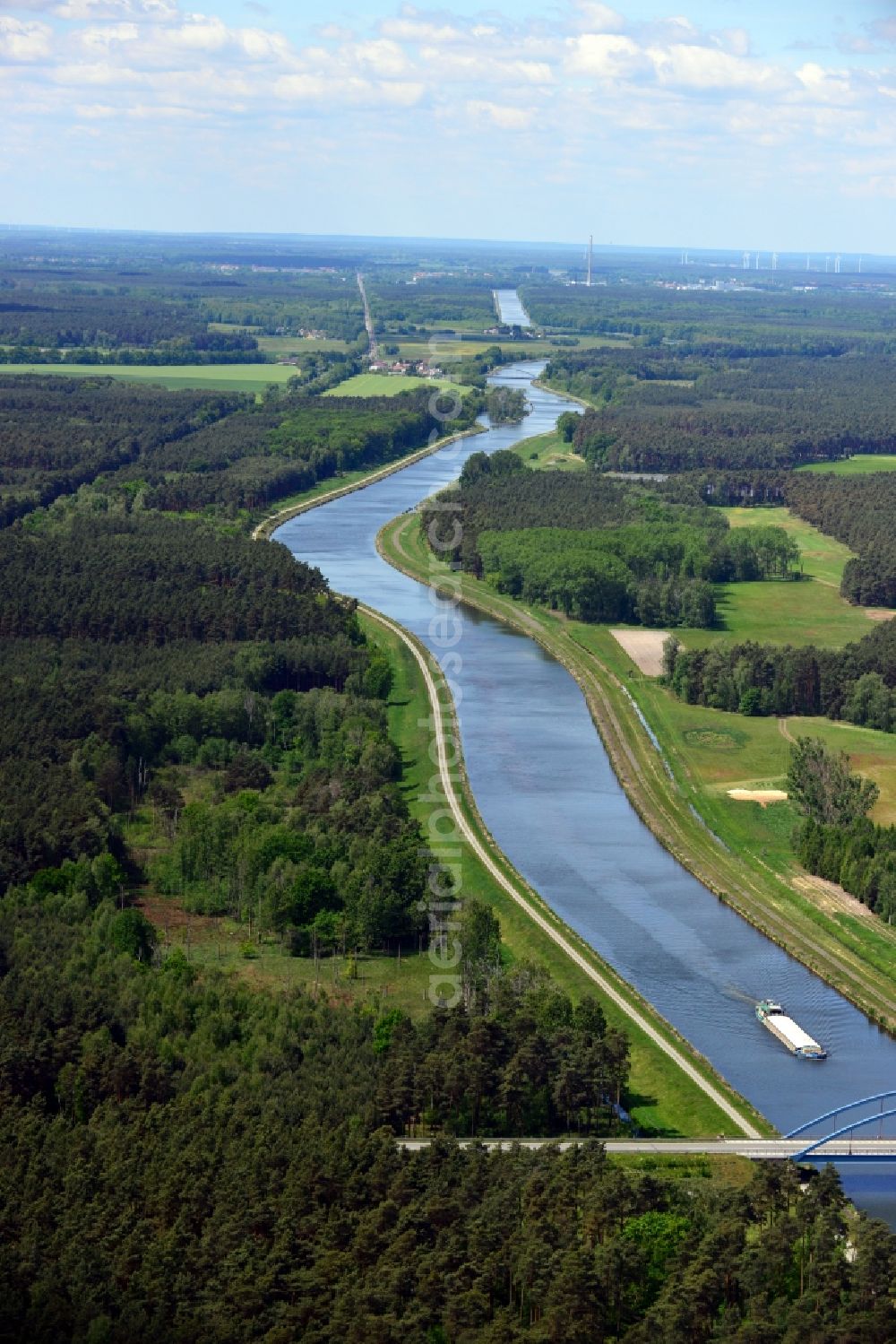 Aerial image Wusterwitz - River course of the Elbe-Havel-Cane between Wusterwitz in Brandenburg and Kade in Saxony-Anhaltl