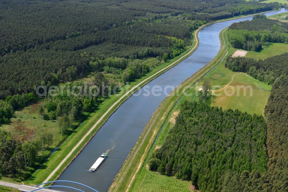 Aerial photograph Wusterwitz - River course of the Elbe-Havel-Cane between Wusterwitz in Brandenburg and Kade in Saxony-Anhaltl