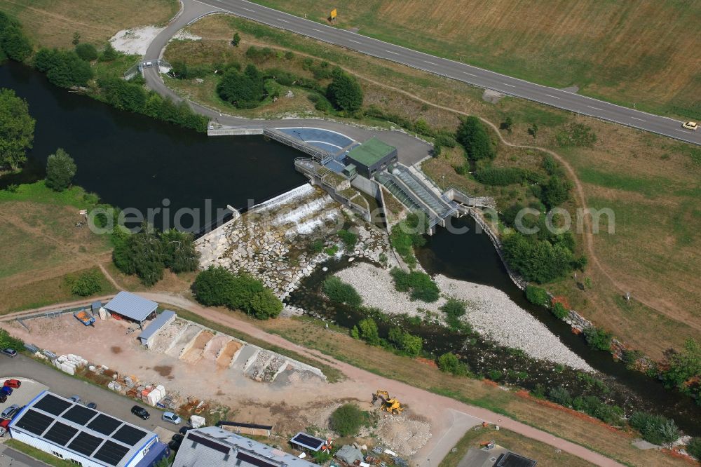 Aerial image Hausen im Wiesental - Structure and dams of the hydroelectric power plant of Energiedienst at the river Wiese in Hausen im Wiesental in the state Baden-Wurttemberg, Germany