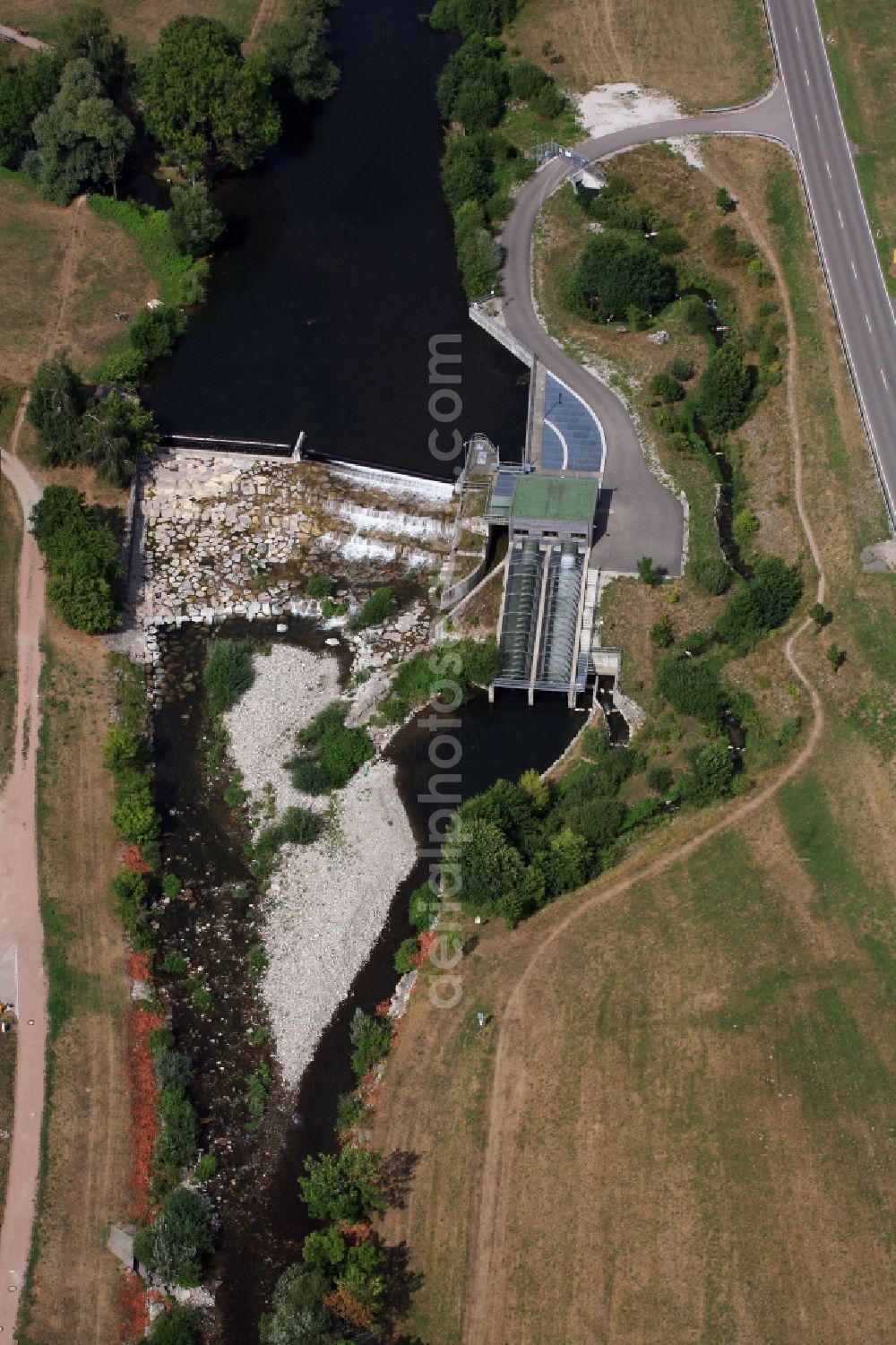 Aerial photograph Hausen im Wiesental - Structure and dams of the hydroelectric power plant of Energiedienst at the river Wiese in Hausen im Wiesental in the state Baden-Wurttemberg, Germany