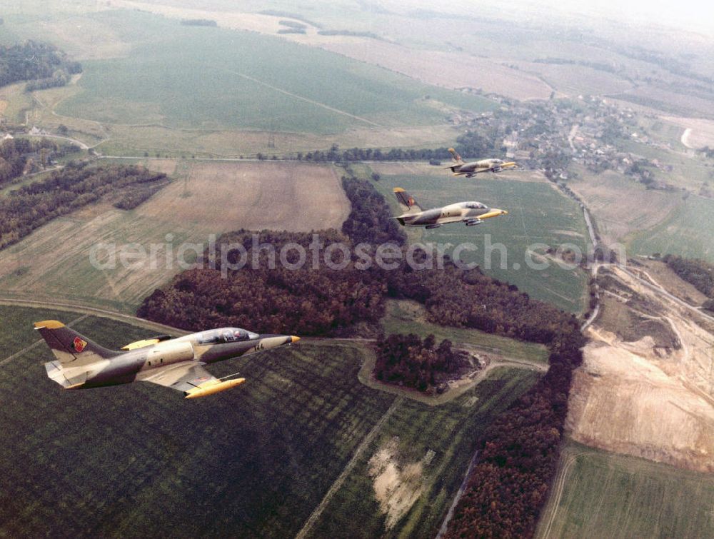 Bautzen from above - Formation flight of Aero L-39 Albatross GDR Air Force over Saxony