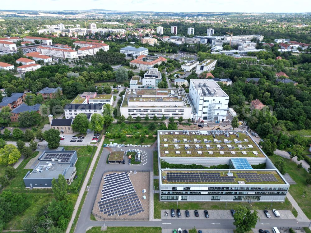 Aerial image Halle (Saale) - Research building and office complex Competence Center for mRNA Drugs at the Weinberg Campus on Heinrich-Damerow-Strasse - Erich-Neuss-Weg in Halle (Saale) in the state of Saxony-Anhalt, Germany