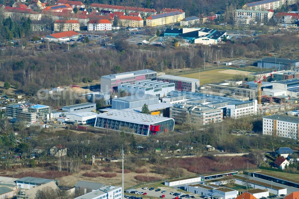 Aerial photograph Cottbus - Research building and office complex of Brandenburgische Technische Universitaet Cottbus-Senftenberg on Siemens-Halske-Ring in Cottbus in the state Brandenburg, Germany