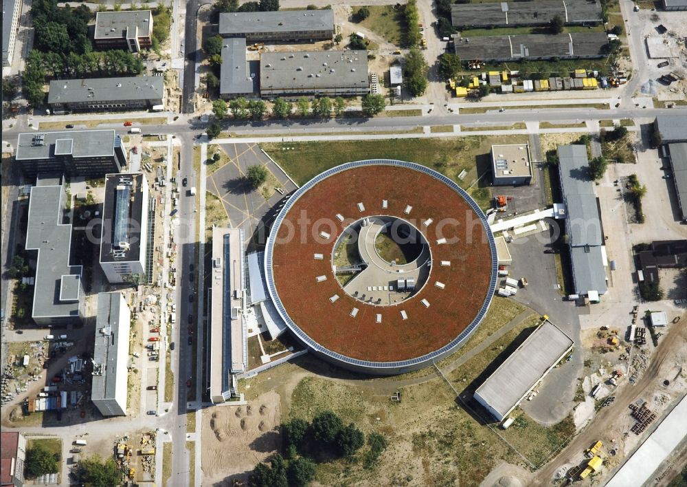 Berlin from above - Research building and office complex Elektronen- Speicherring BESSY - Synchrotronstrahlungsquelle in the district Adlershof in Berlin, Germany