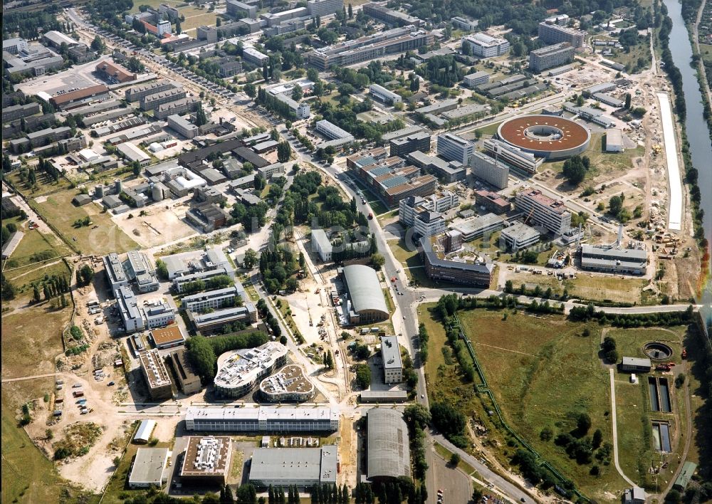 Berlin from the bird's eye view: Research building and office complex Elektronen- Speicherring BESSY - Synchrotronstrahlungsquelle in the district Adlershof in Berlin, Germany