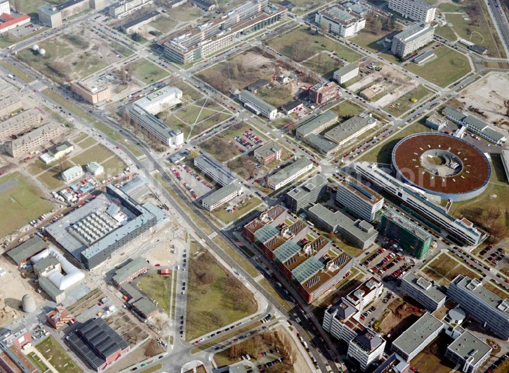 Berlin from above - Research building and office complex Elektronen- Speicherring BESSY - Synchrotronstrahlungsquelle in the district Adlershof in Berlin, Germany