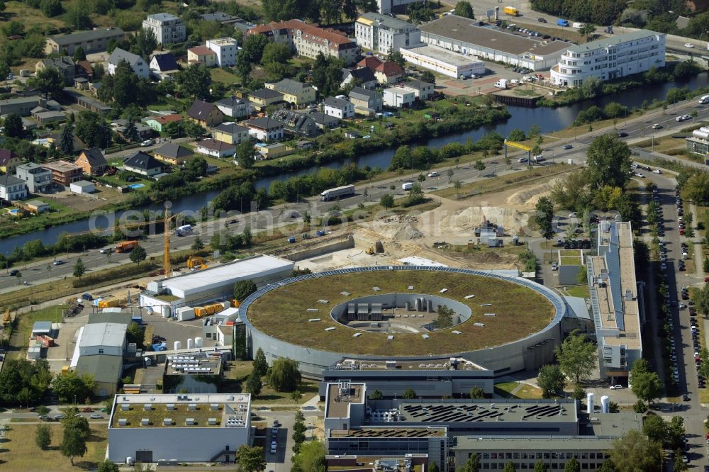 Berlin from above - Research building and office complex Elektronen- Speicherring BESSY - Synchrotronstrahlungsquelle in the district Adlershof in Berlin, Germany