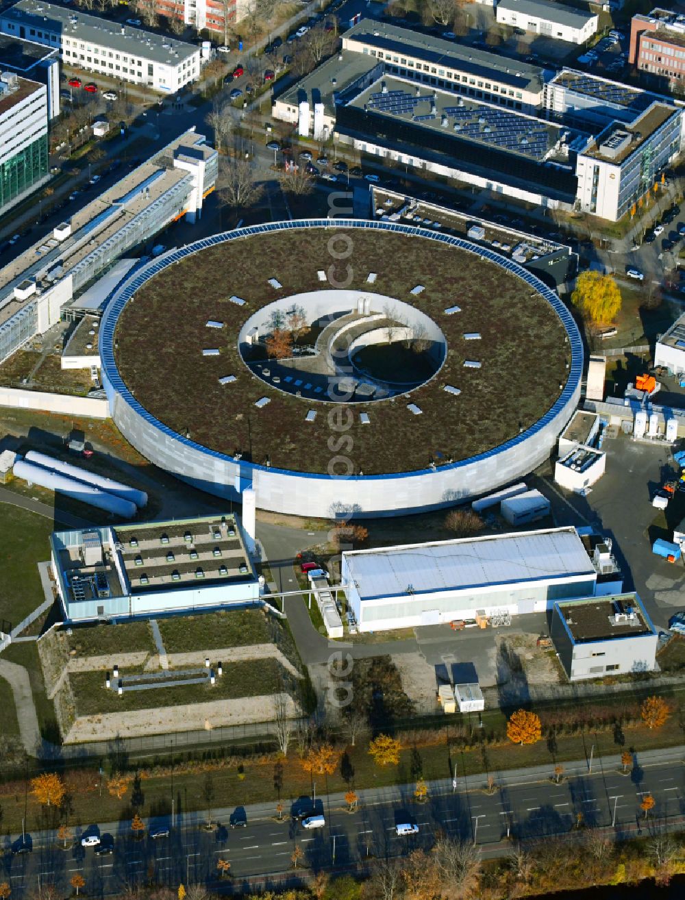 Aerial image Berlin - Research building and office complex Elektronen- Speicherring BESSY - Synchrotronstrahlungsquelle on street Magnusstrasse in the district Adlershof in Berlin, Germany