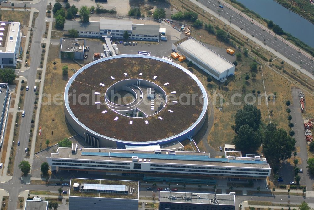 Berlin from above - Research building and office complex Elektronen- Speicherring BESSY - Synchrotronstrahlungsquelle in the district Adlershof in Berlin, Germany