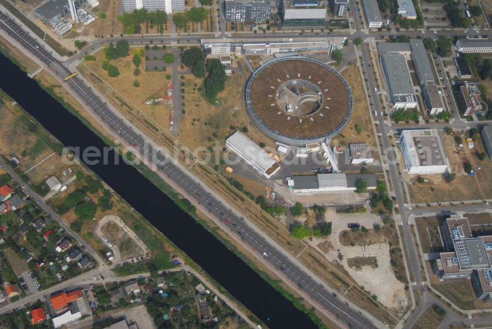 Berlin from above - Research building and office complex Elektronen- Speicherring BESSY - Synchrotronstrahlungsquelle in the district Adlershof in Berlin, Germany