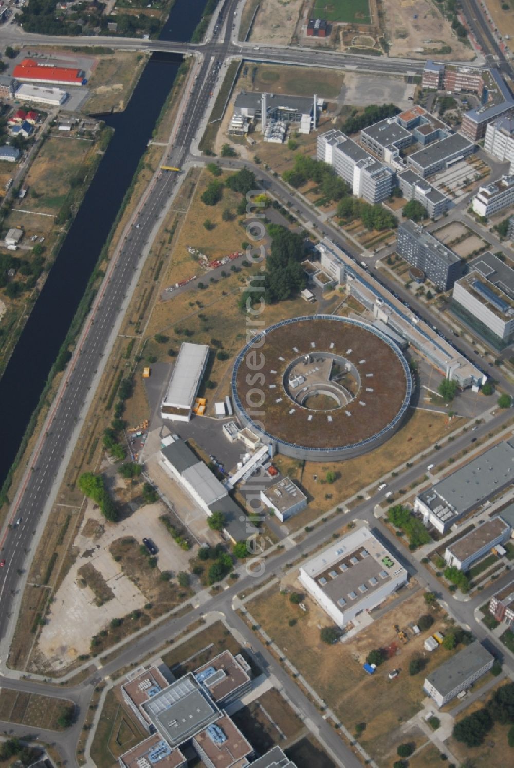 Aerial image Berlin - Research building and office complex Elektronen- Speicherring BESSY - Synchrotronstrahlungsquelle in the district Adlershof in Berlin, Germany