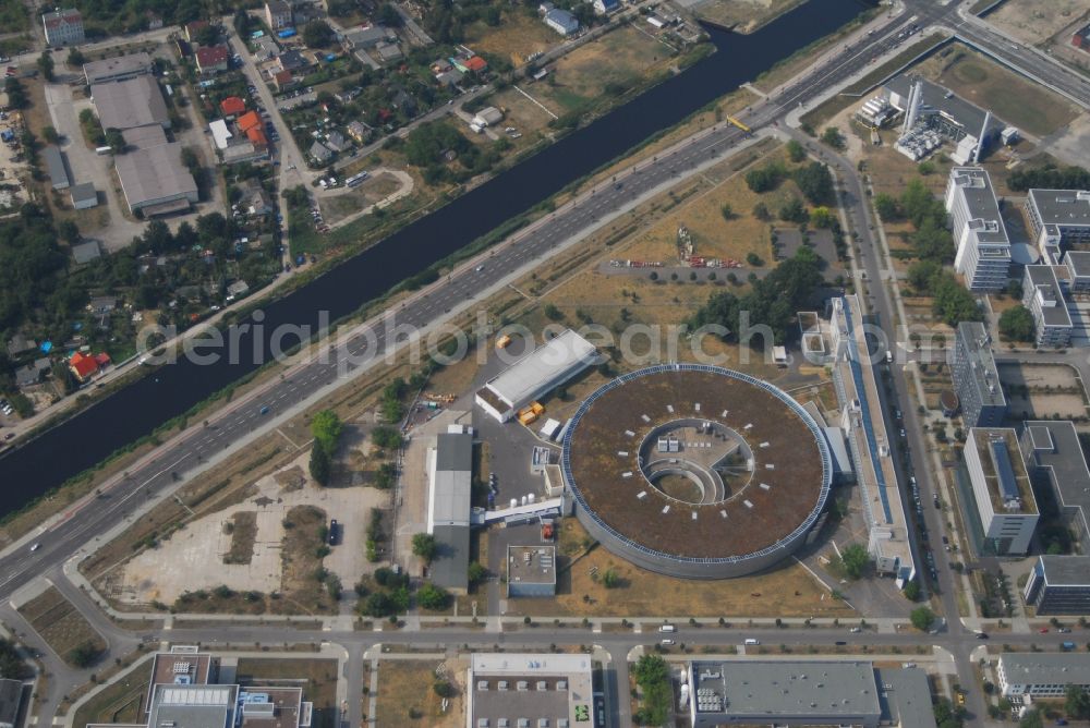 Berlin from above - Research building and office complex Elektronen- Speicherring BESSY - Synchrotronstrahlungsquelle in the district Adlershof in Berlin, Germany