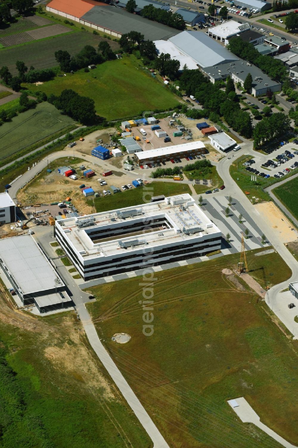 Schenefeld from above - Research building and office complex European XFEL - Forschungscampus Schenefeld in the district Altona in Schenefeld in the state Schleswig-Holstein, Germany