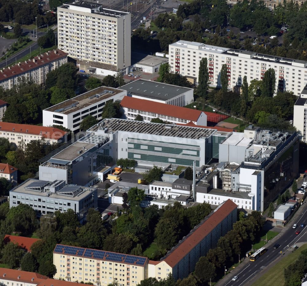 Dresden from above - Research building and office complex GlaxoSmithKline Biologicals NL of the SmithKline Beecham Pharma GmbH & Co. KG in Dresden in the state Saxony