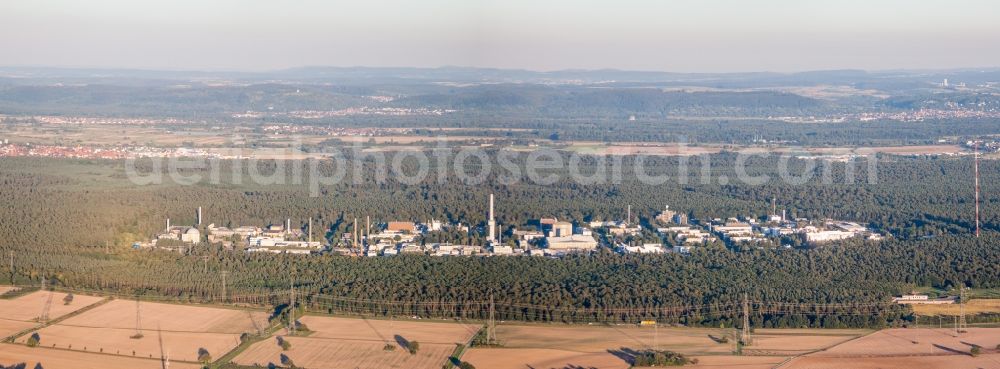 Eggenstein-Leopoldshafen from the bird's eye view: Research building and office complex of Karlsruhe Institut fuer Technologie Campus Nord in Eggenstein-Leopoldshafen in the state Baden-Wurttemberg, Germany