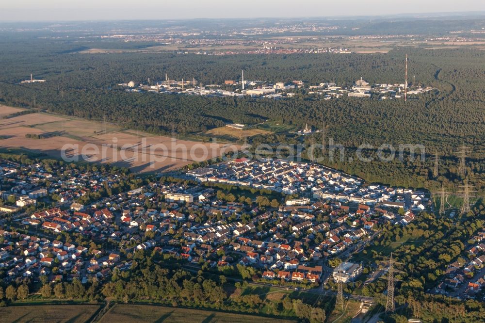 Aerial photograph Eggenstein-Leopoldshafen - Research building and office complex of Karlsruhe Institut fuer Technologie Campus Nord in Eggenstein-Leopoldshafen in the state Baden-Wurttemberg, Germany